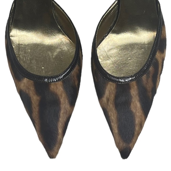 Dolce & Gabbana D&G ☻ Leopard Print Pony Hair Ankle Strap Pointy Toe Heels ☻ 9M - Picture 9 of 16